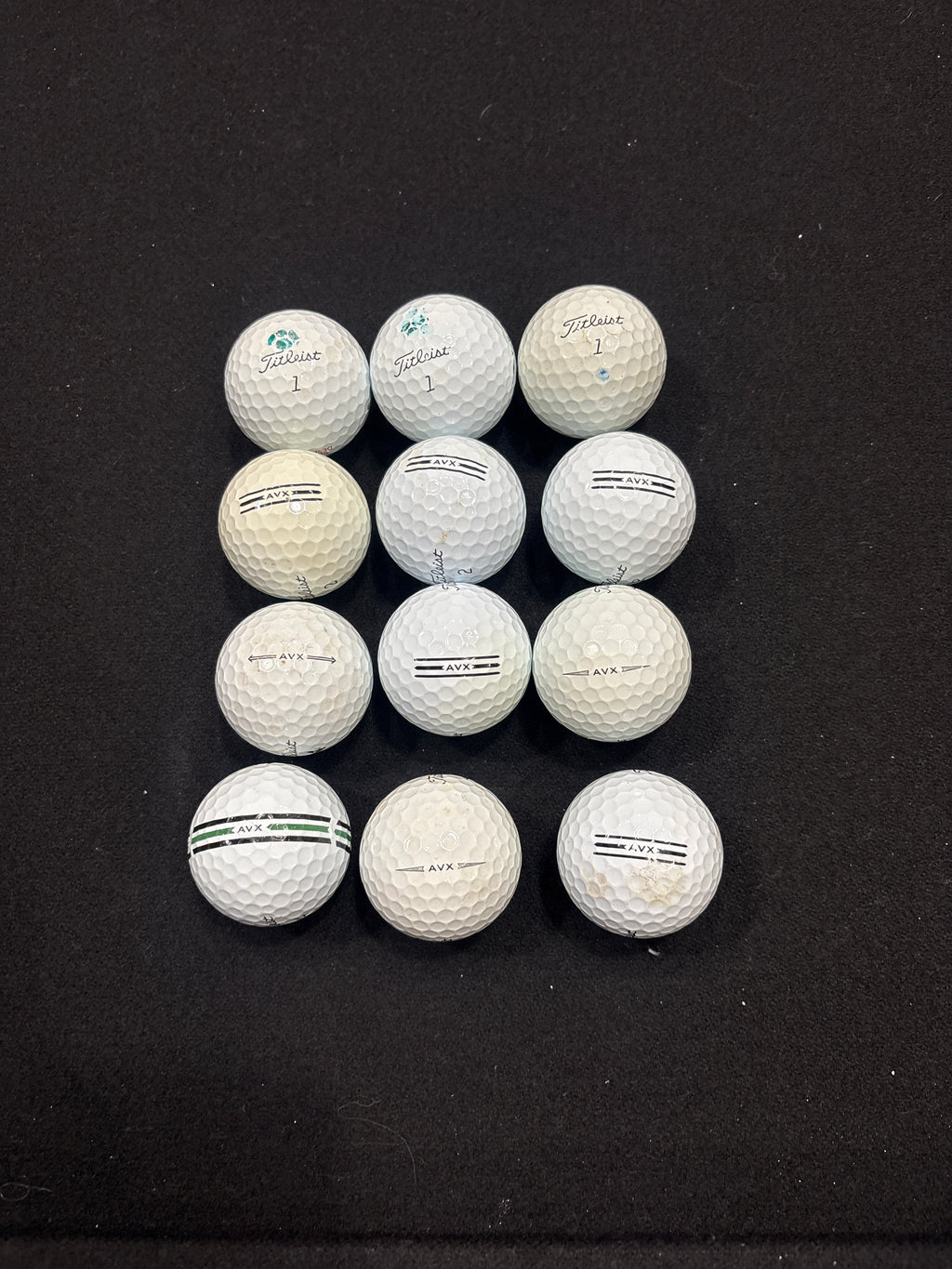 12 used 3rd tier titleist avx golf balls