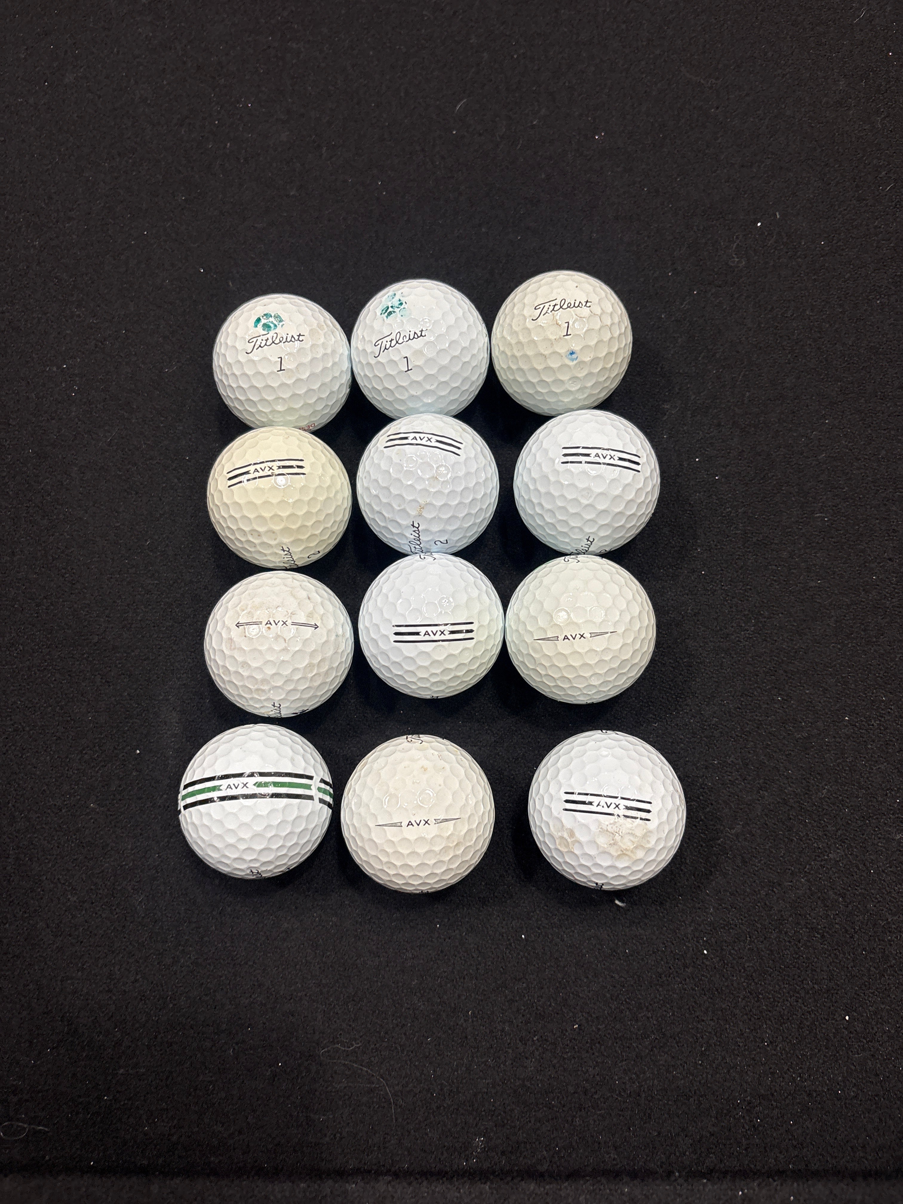 12 used 3rd tier titleist avx golf balls